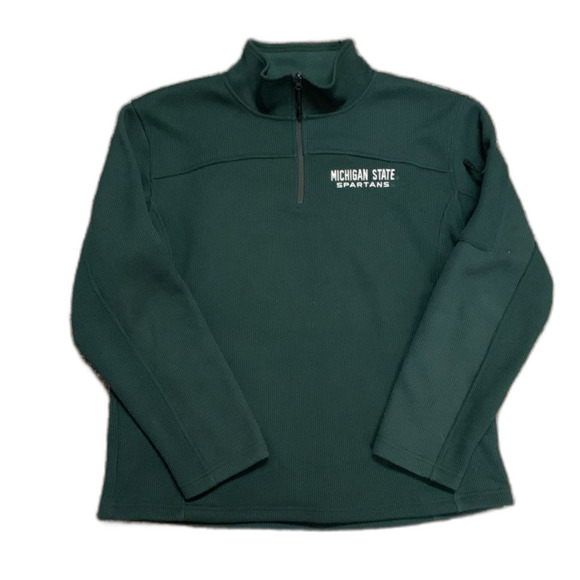 Campus Heritage Green Michigan State Spartans 1/4 Zip Textured Sweatshirt Sz XL - Picture 1 of 14
